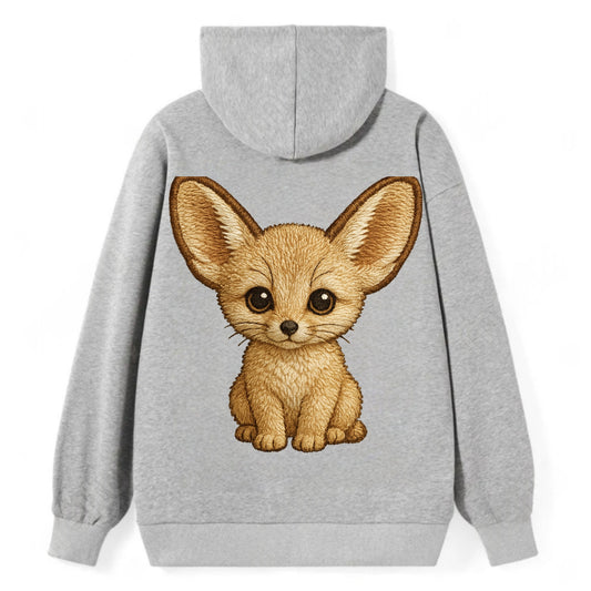 Baby Fennec Fox - huge ears, cream fur, large dark eyes, front-facing, - Classic Pullover Hoodie - Grey