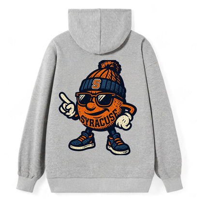 Syracuse Orange wearing Syracuse beanie with S patch - Classic Pullover Hoodie - Grey