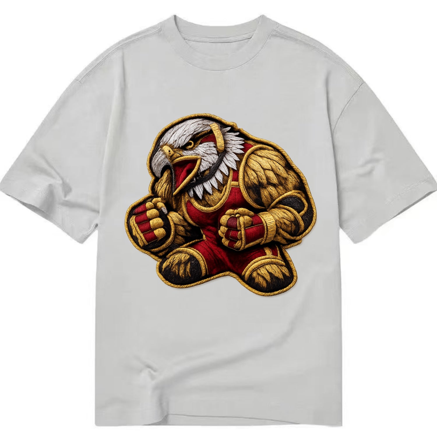 Embroidered patch design - WRESTLING EAGLE - fierce eagle with wrestling singlet - Classic T-shirt - Grey