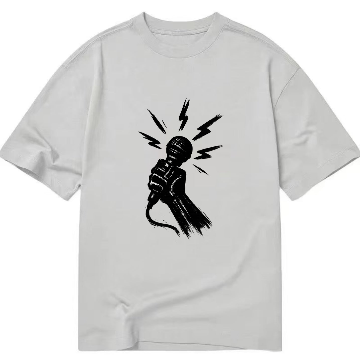 Microphone with sound waves - freedom of speech ink art - Classic T-shirt - Grey