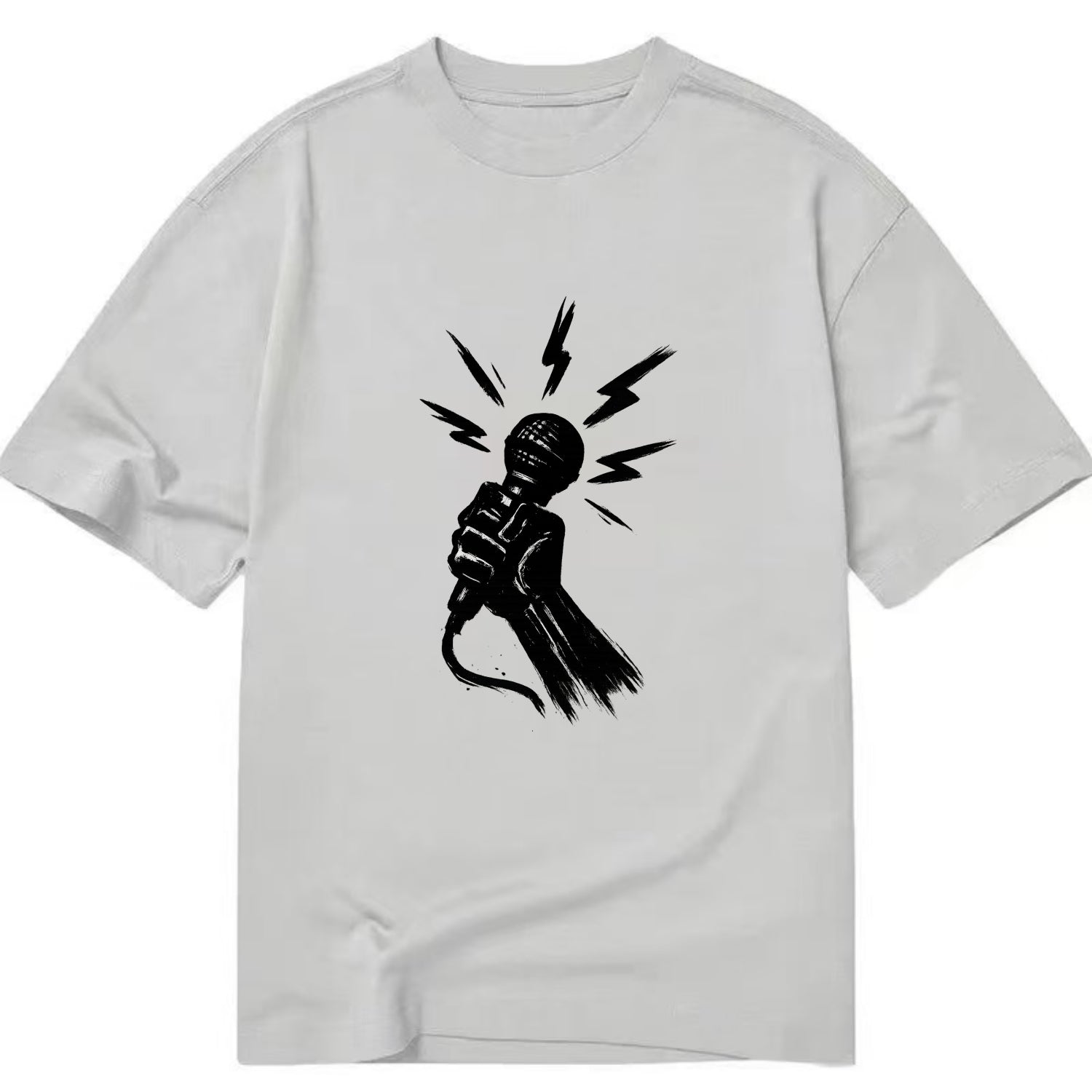 Microphone with sound waves - freedom of speech ink art - Classic T-shirt - Grey