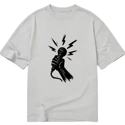 Microphone with sound waves - freedom of speech ink art - Classic T-shirt - Grey