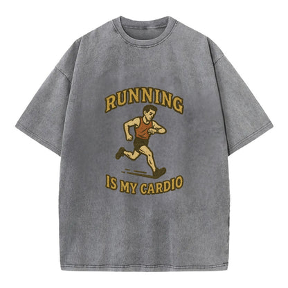 Running Late Is My Cardio  - Vintage T-shirt - Grey