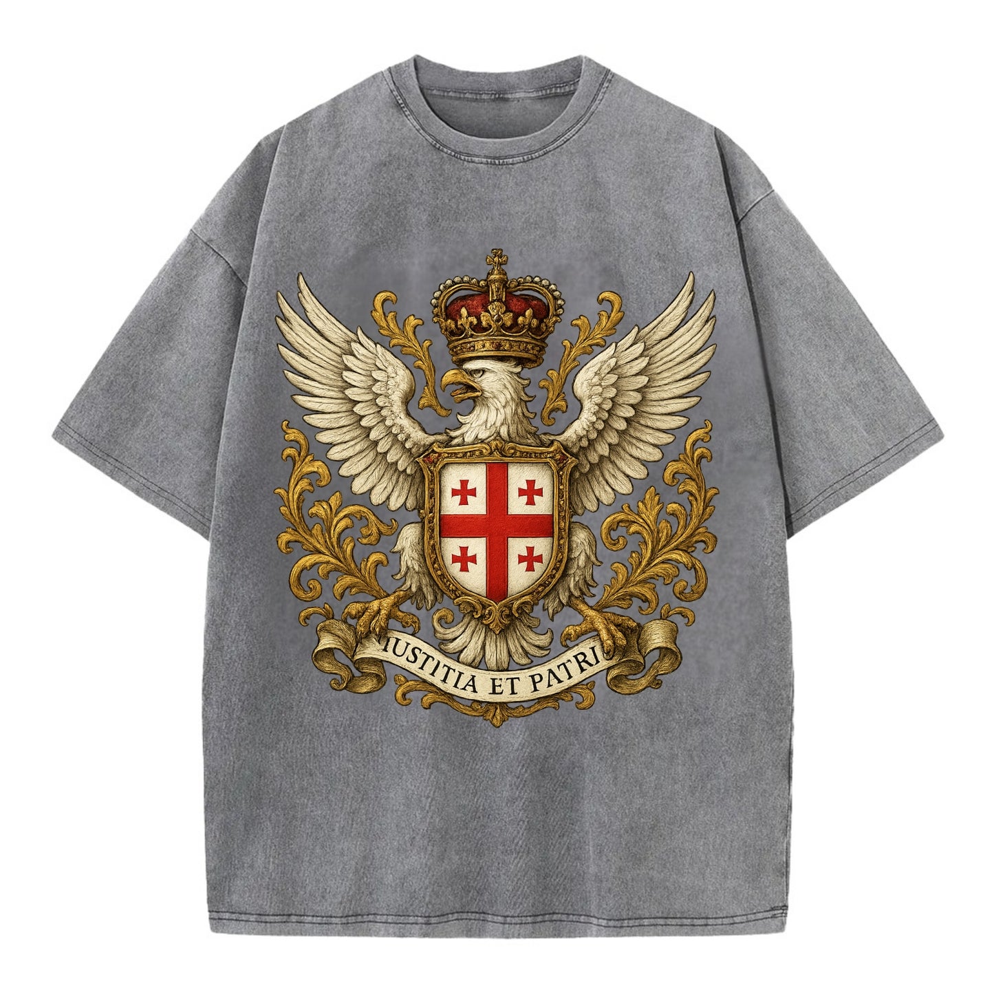 Georgia White Eagle Emblem  - Vintage T-shirt - Grey