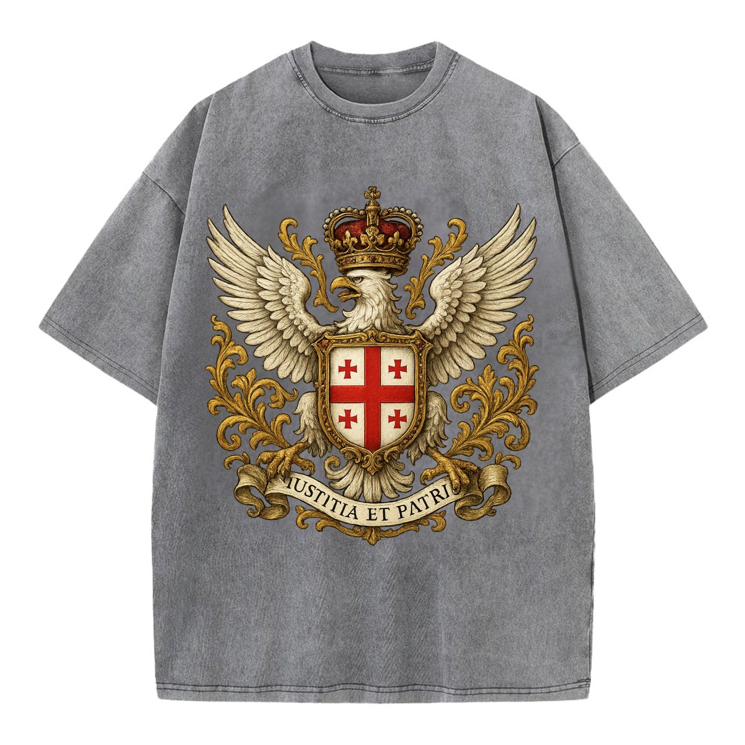 Georgia White Eagle Emblem  - Vintage T-shirt - Grey
