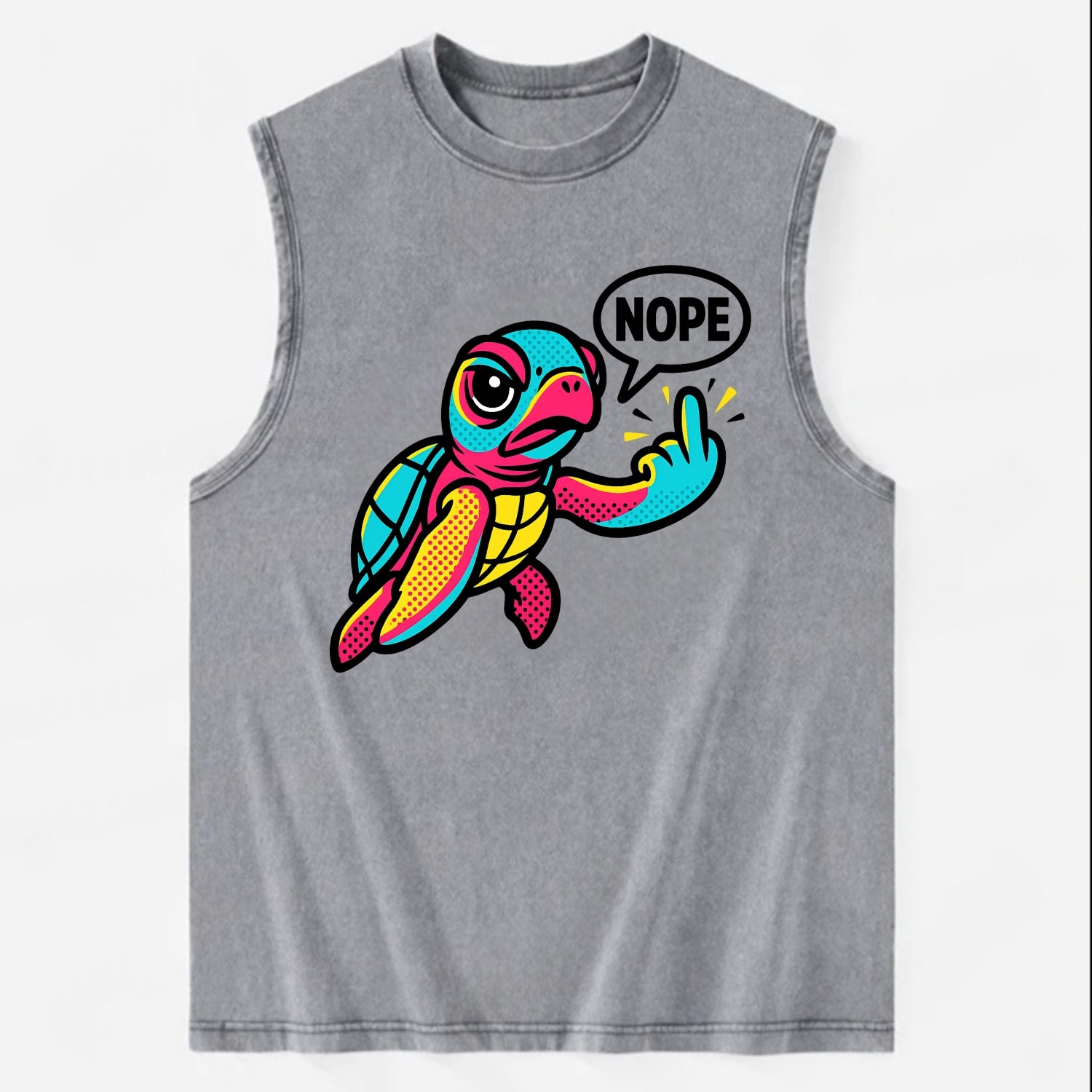 baby sea turtle swimming gracefully, one flipper extended sassily - Vintage Washed Tank - Grey