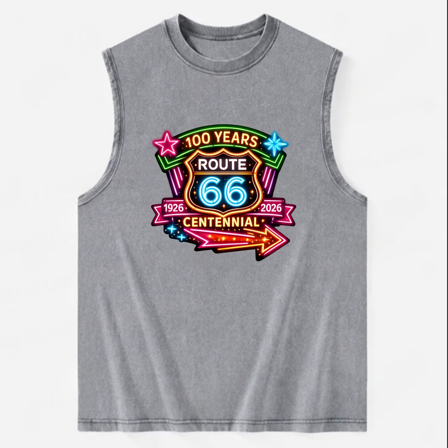 CENTENNIAL BADGE | 100 Years celebration emblem | 1926-2026 dates | - Vintage Washed Tank - Grey