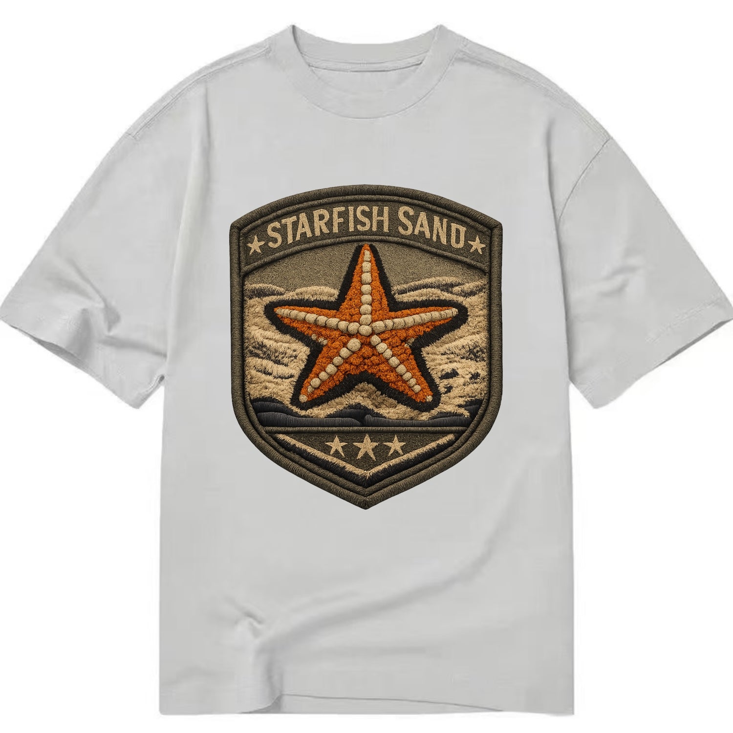 STARFISH SAND - sea star in orange and tan , beachcomber - Classic T-shirt - Grey