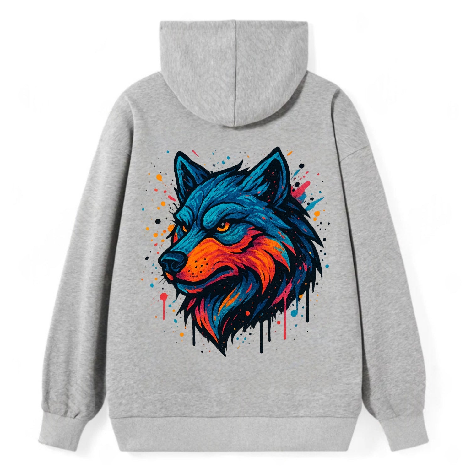 Velvet Wolf Royal  - Classic Pullover Hoodie - Grey