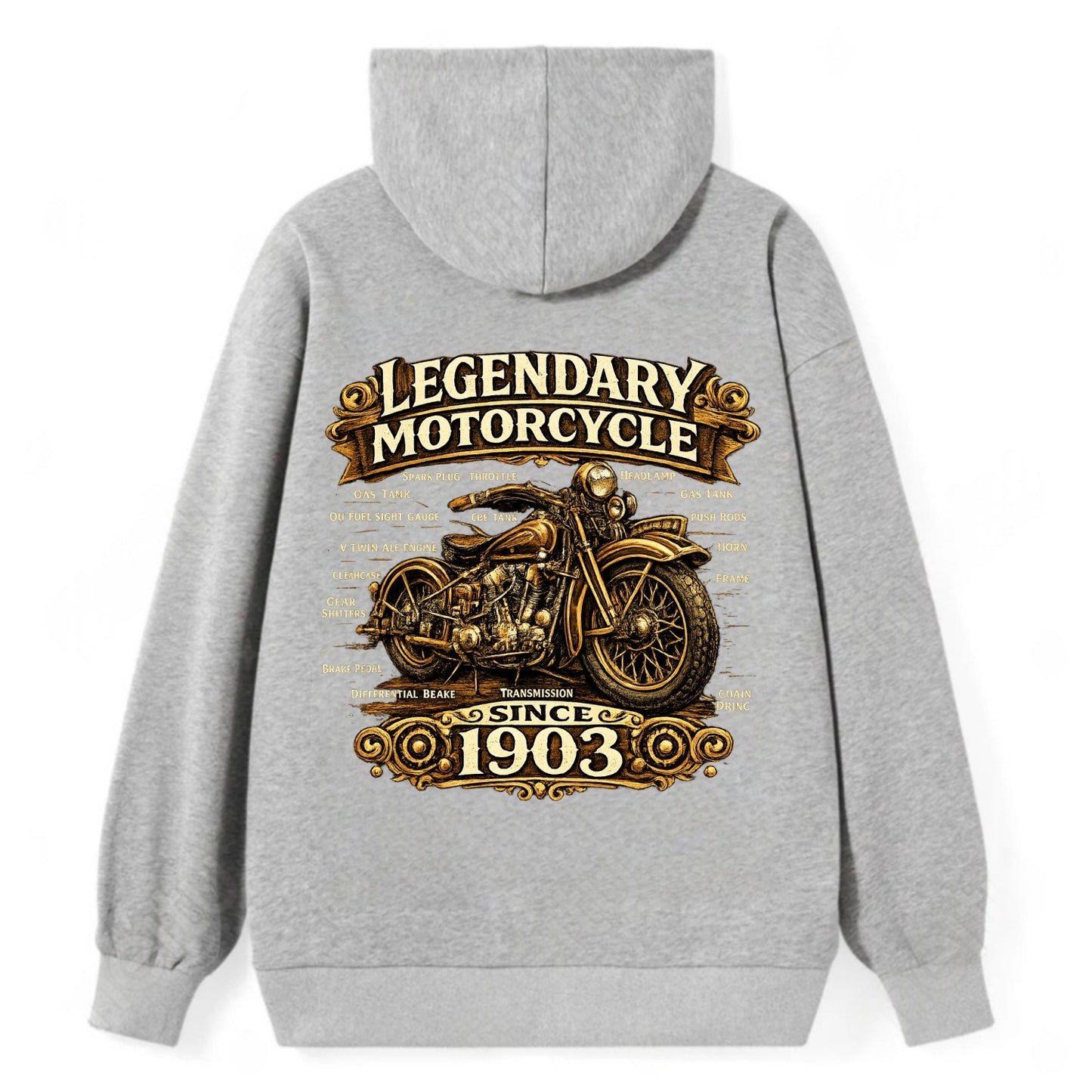 Legendary Motorcycle 1903 - Classic Pullover Hoodie - Grey