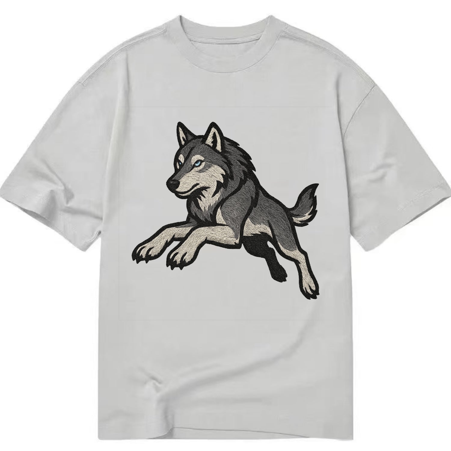 Wolf Leaping Action  - Classic T-shirt - Grey