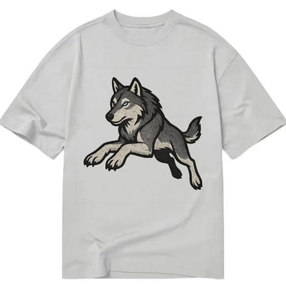 Wolf Leaping Action  - Classic T-shirt - Grey