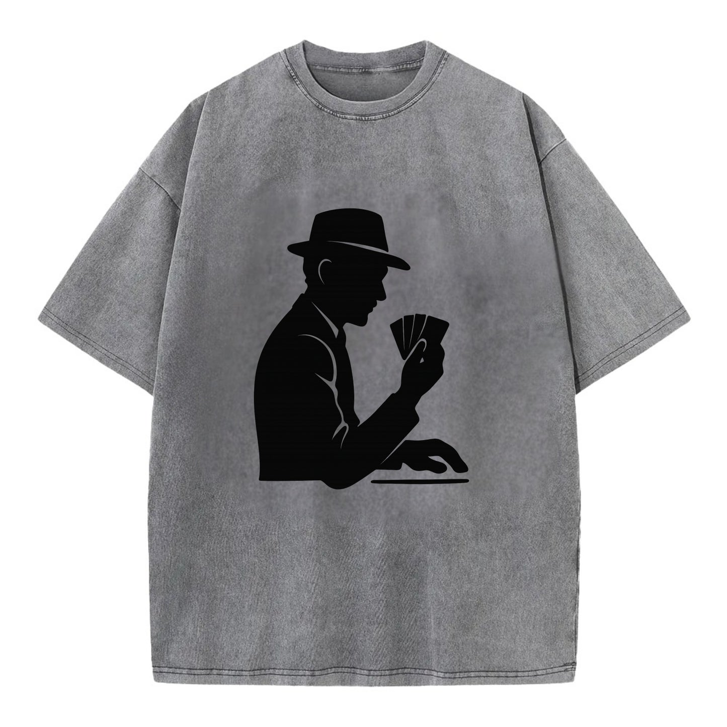 Poker player with cards close - Vintage T-shirt - Grey