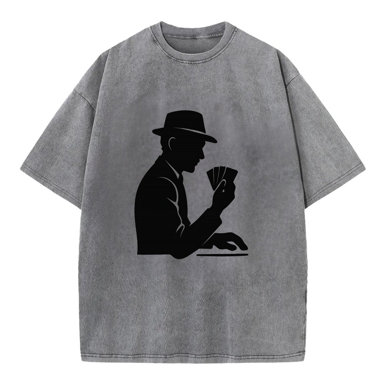 Poker player with cards close - Vintage T-shirt - Grey