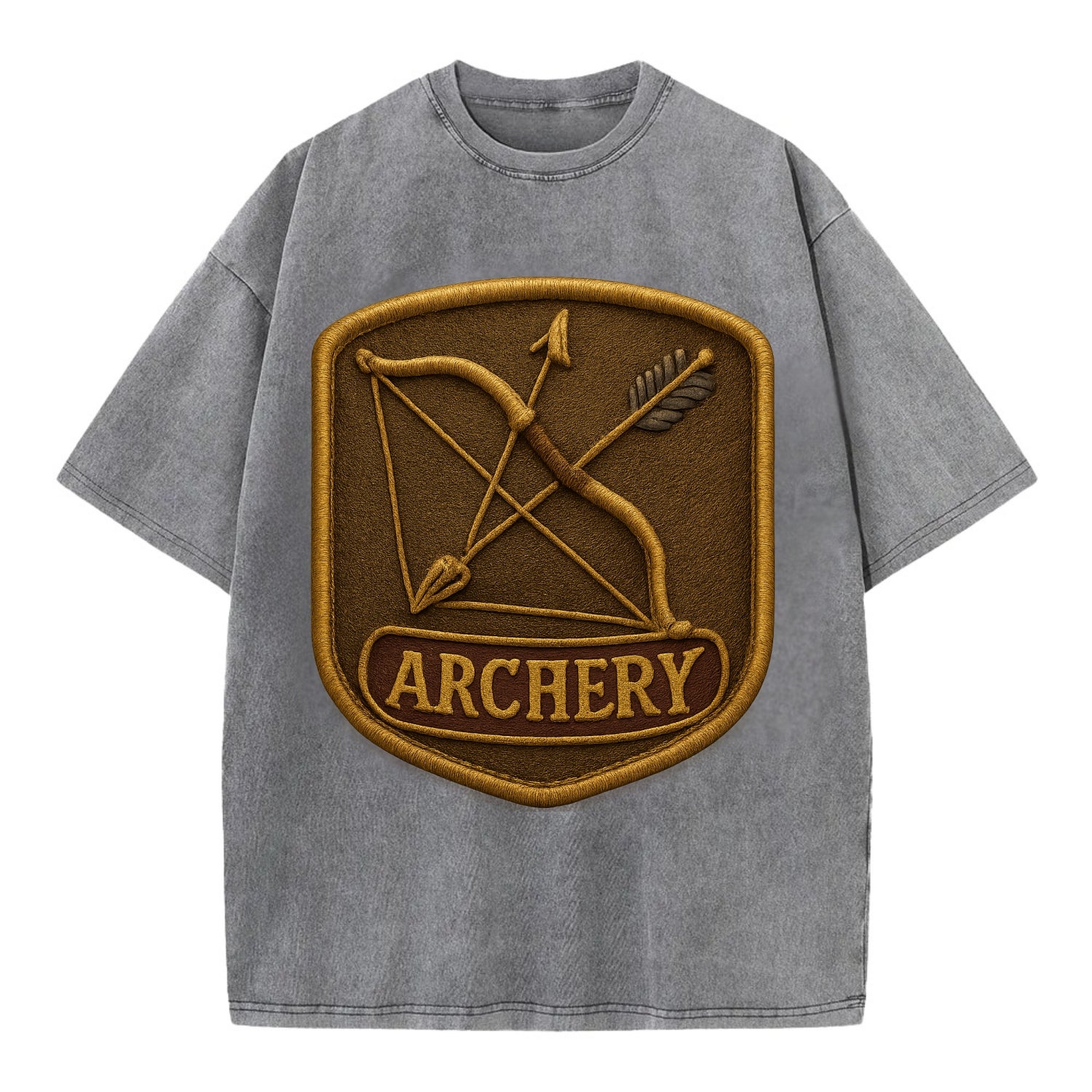Bow and arrow crossed - archery enthusiast - Vintage T-shirt - Grey