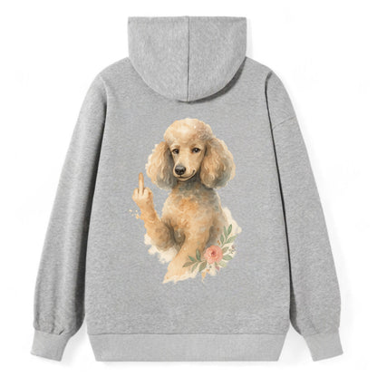 Standard Poodle with curly styled coat, intelligent face, fancy paw - Classic Pullover Hoodie - Grey
