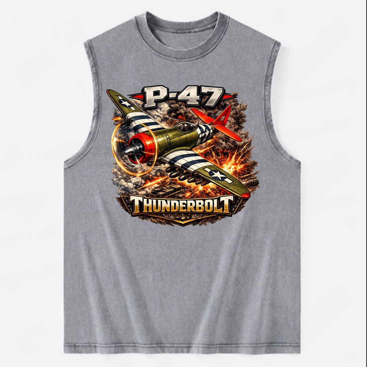 P 47 Thunderbolt - Vintage Washed Tank - Grey