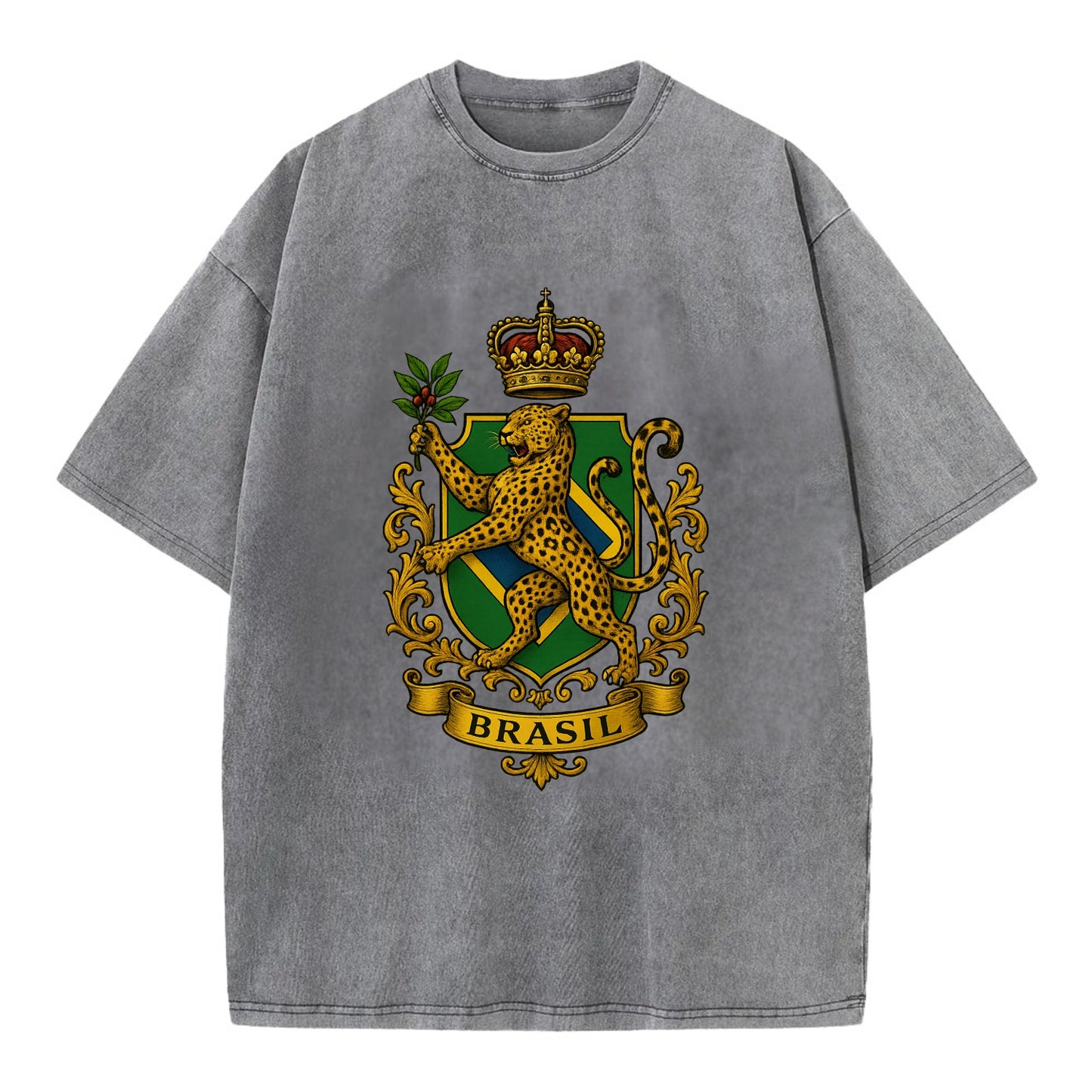 Brazil Jaguar Emblem  - Vintage T-shirt - Grey