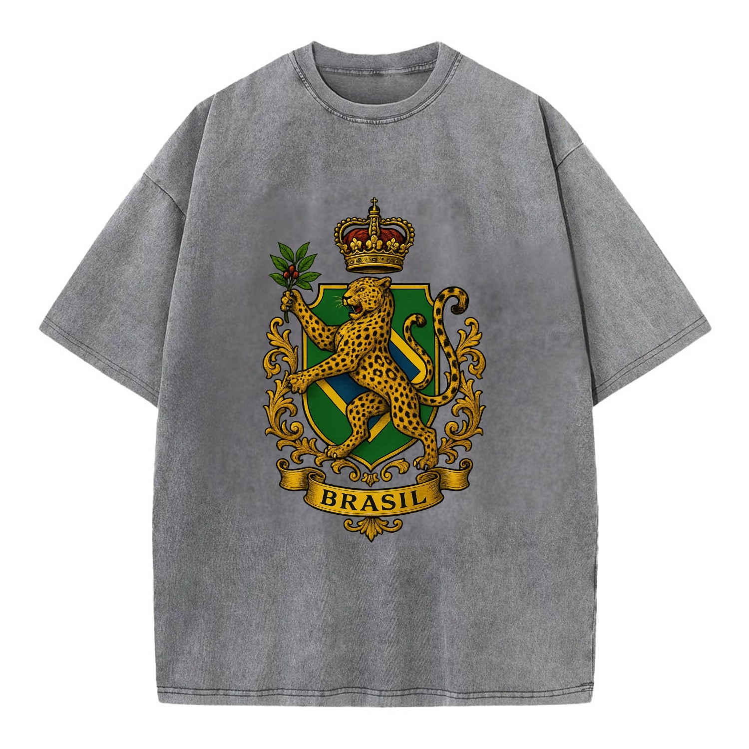 Brazil Jaguar Emblem  - Vintage T-shirt - Grey