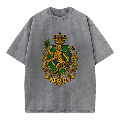 Brazil Jaguar Emblem  - Vintage T-shirt - Grey