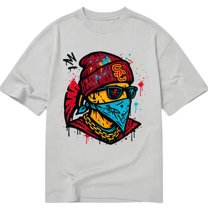 Los Angeles Trojan wearing USC beanie with SC patch - Classic T-shirt - Grey