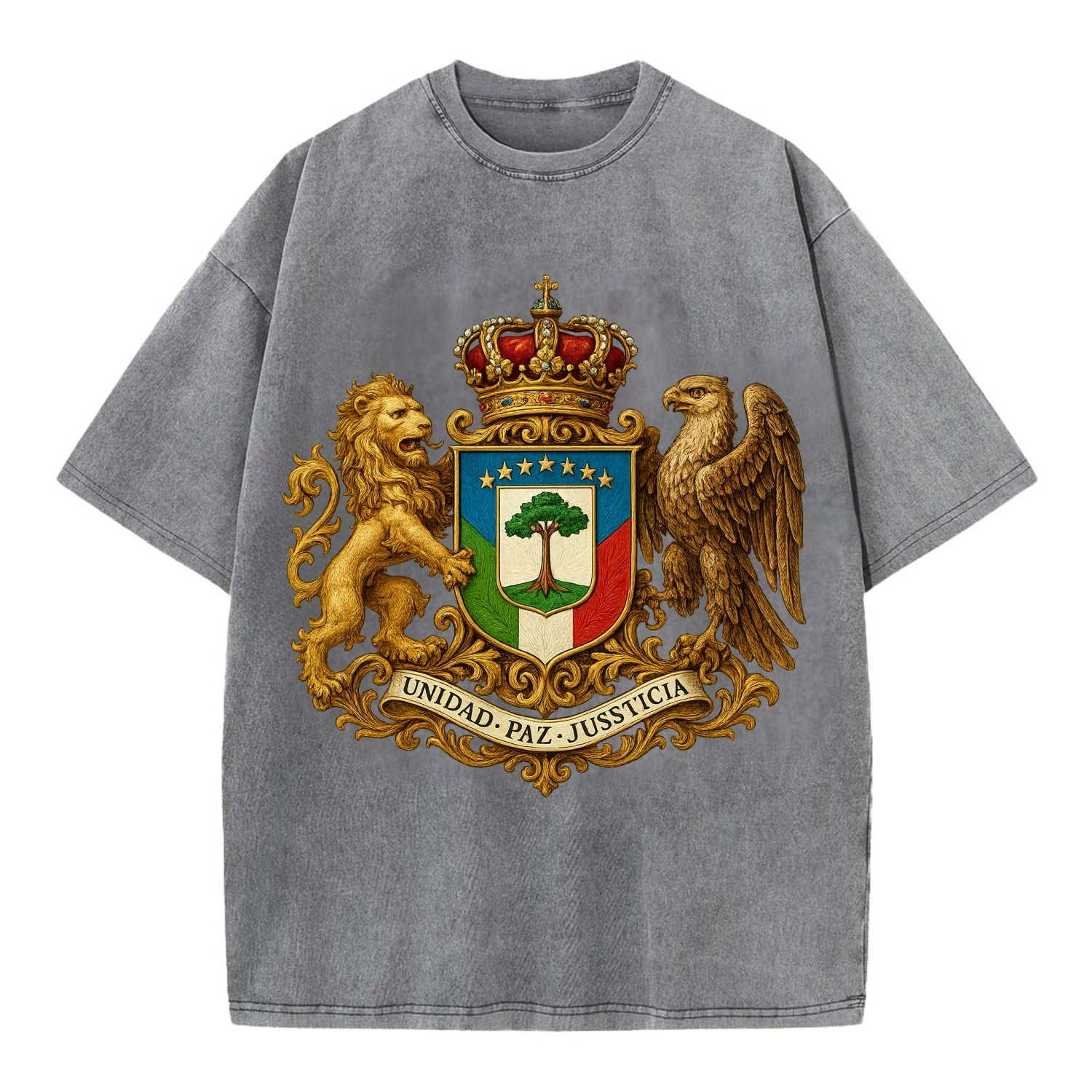 Equatorial Guinea Silk Cotton Tree Emblem - Vintage T-shirt - Grey