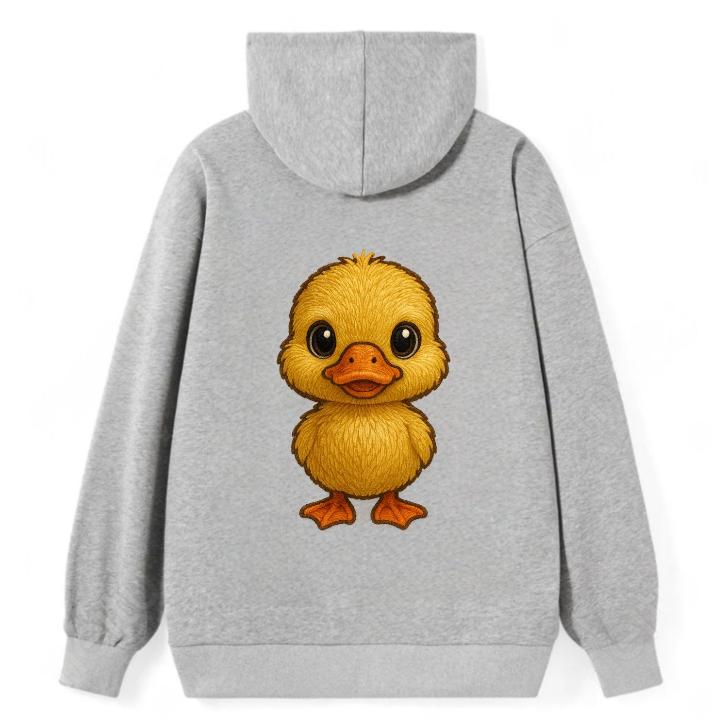 Baby Duck Duckling - yellow fluffy, orange beak, bright eyes, - Classic Pullover Hoodie - Grey