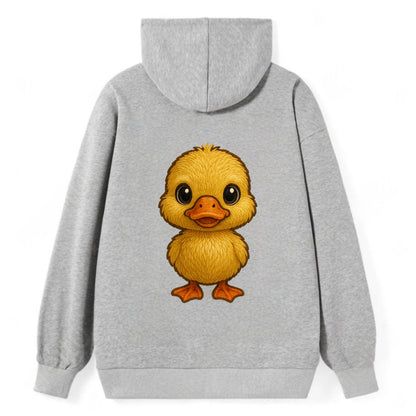 Baby Duck Duckling - yellow fluffy, orange beak, bright eyes, - Classic Pullover Hoodie - Grey