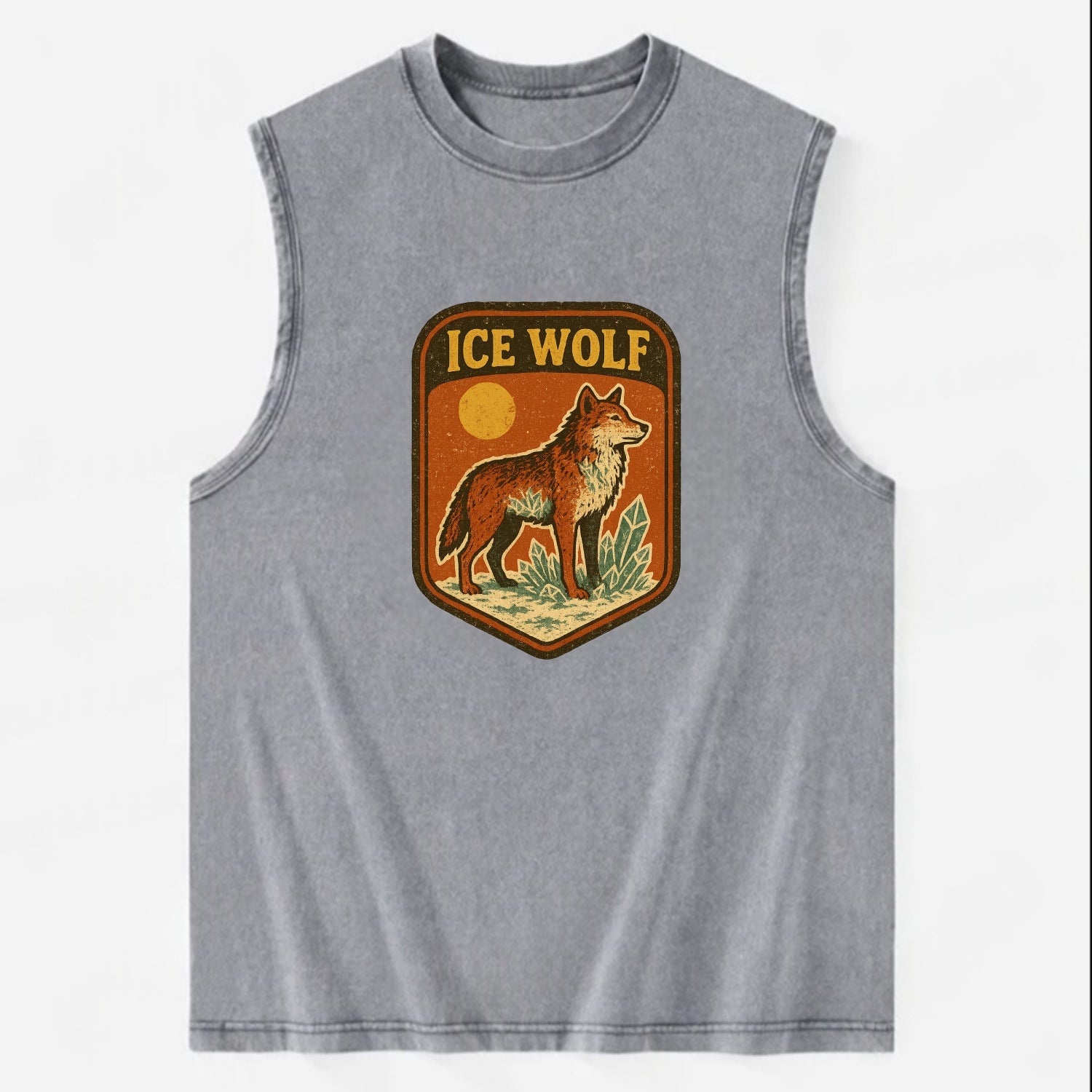 Ice Wolf Crystal  - Vintage Washed Tank - Grey
