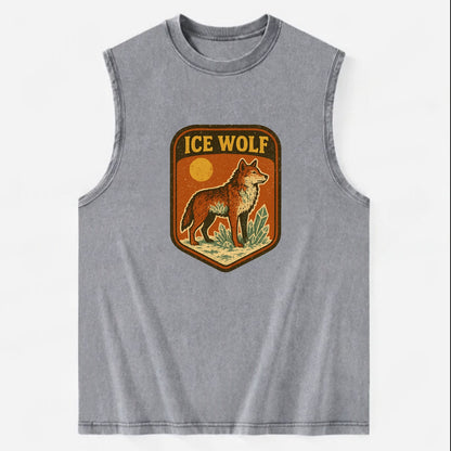 Ice Wolf Crystal  - Vintage Washed Tank - Grey
