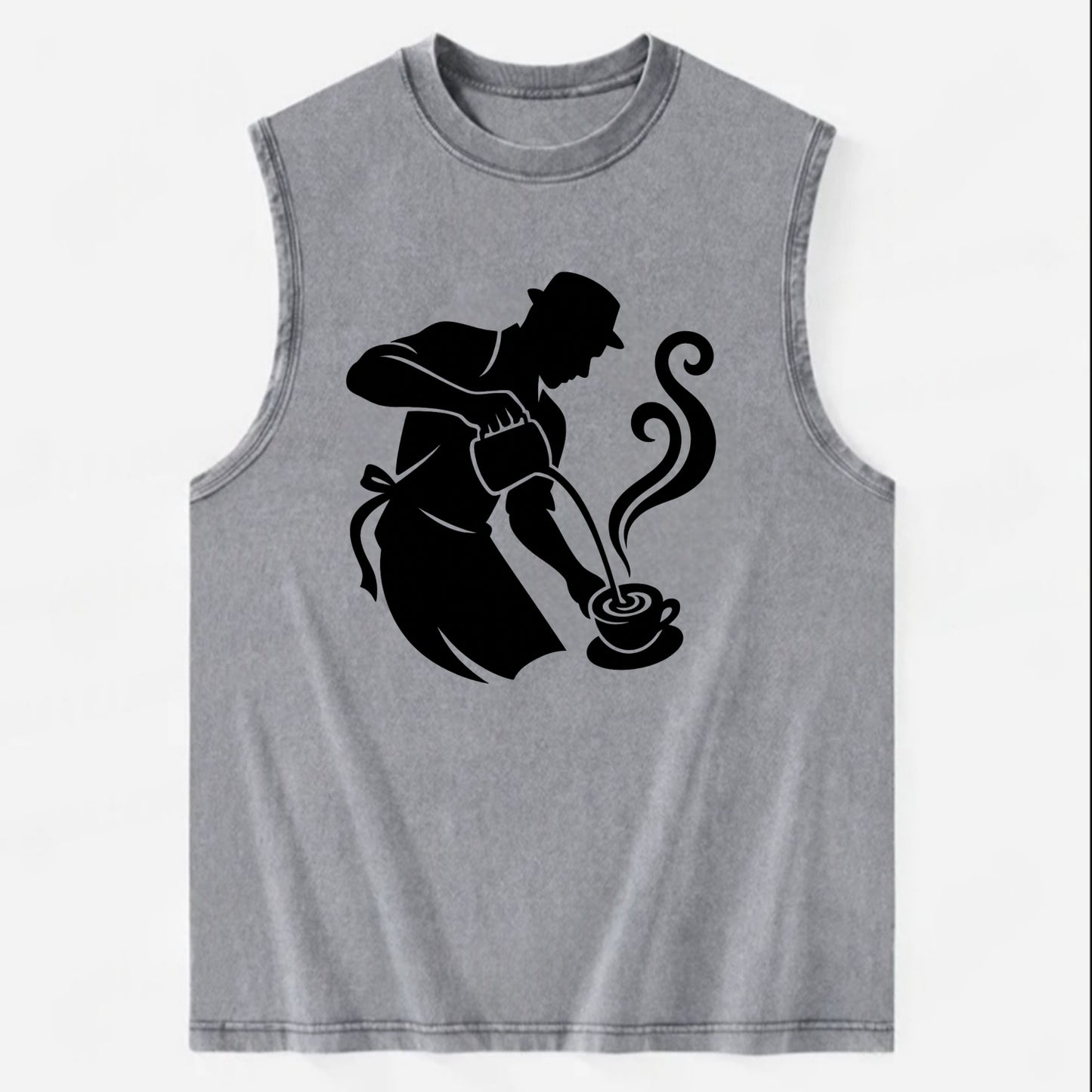Barista creating latte art - Vintage Washed Tank - Grey