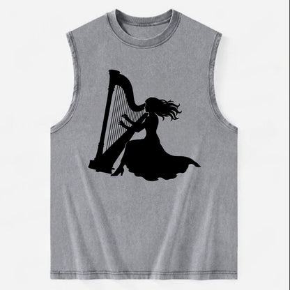 Harpist playing ethereal melody - Vintage Washed Tank - Grey
