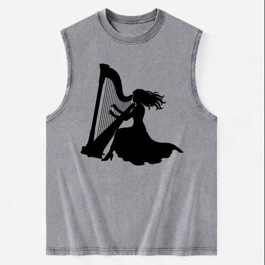 Harpist playing ethereal melody - Vintage Washed Tank - Grey