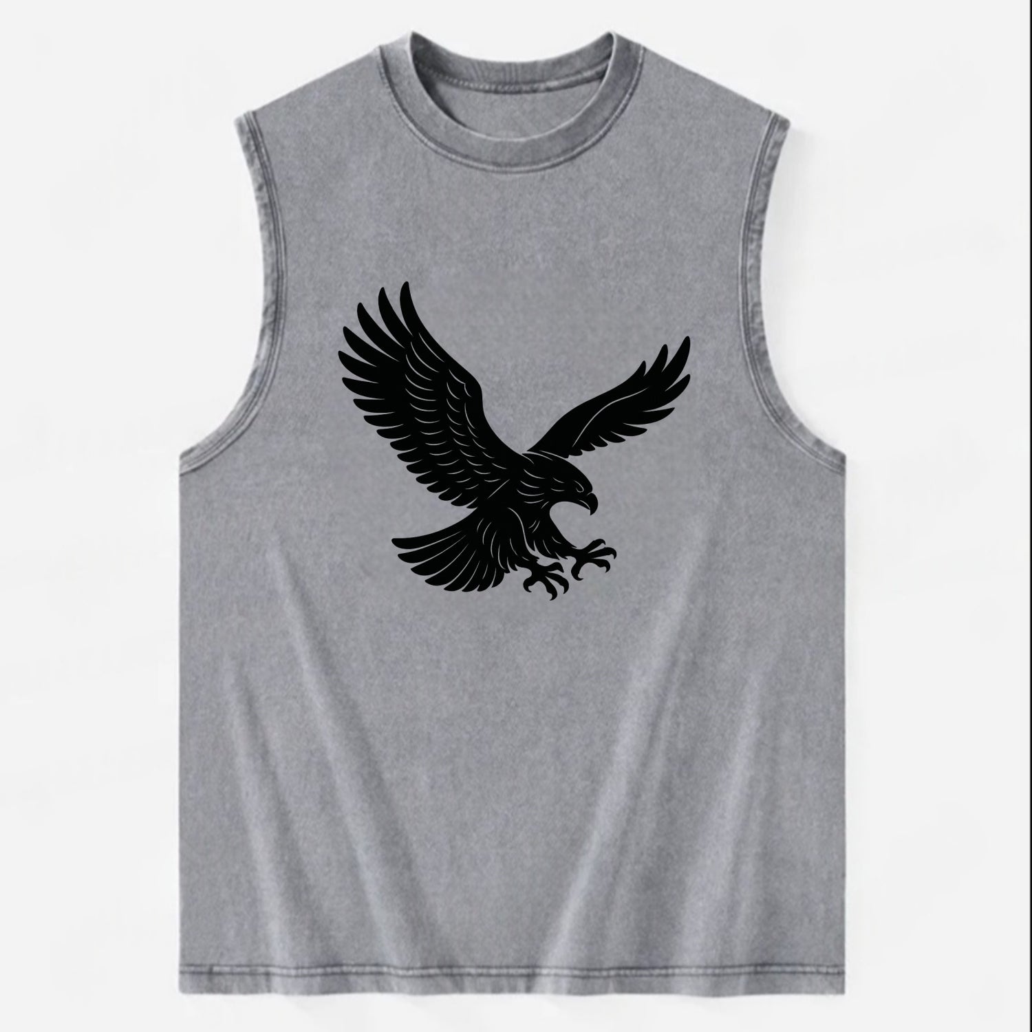 Eagle soaring with wings spread - Vintage Washed Tank - Grey