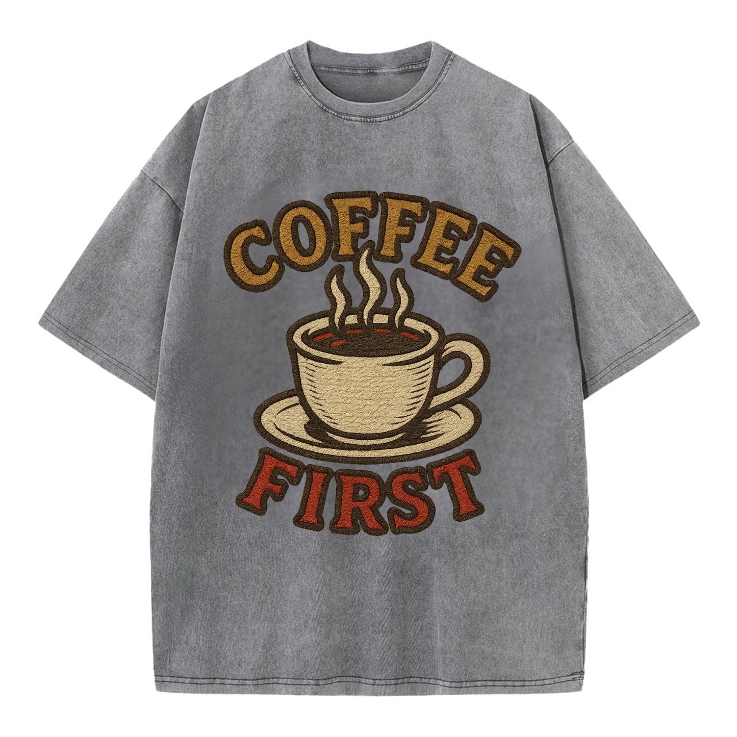 Coffee First  - Vintage T-shirt - Grey