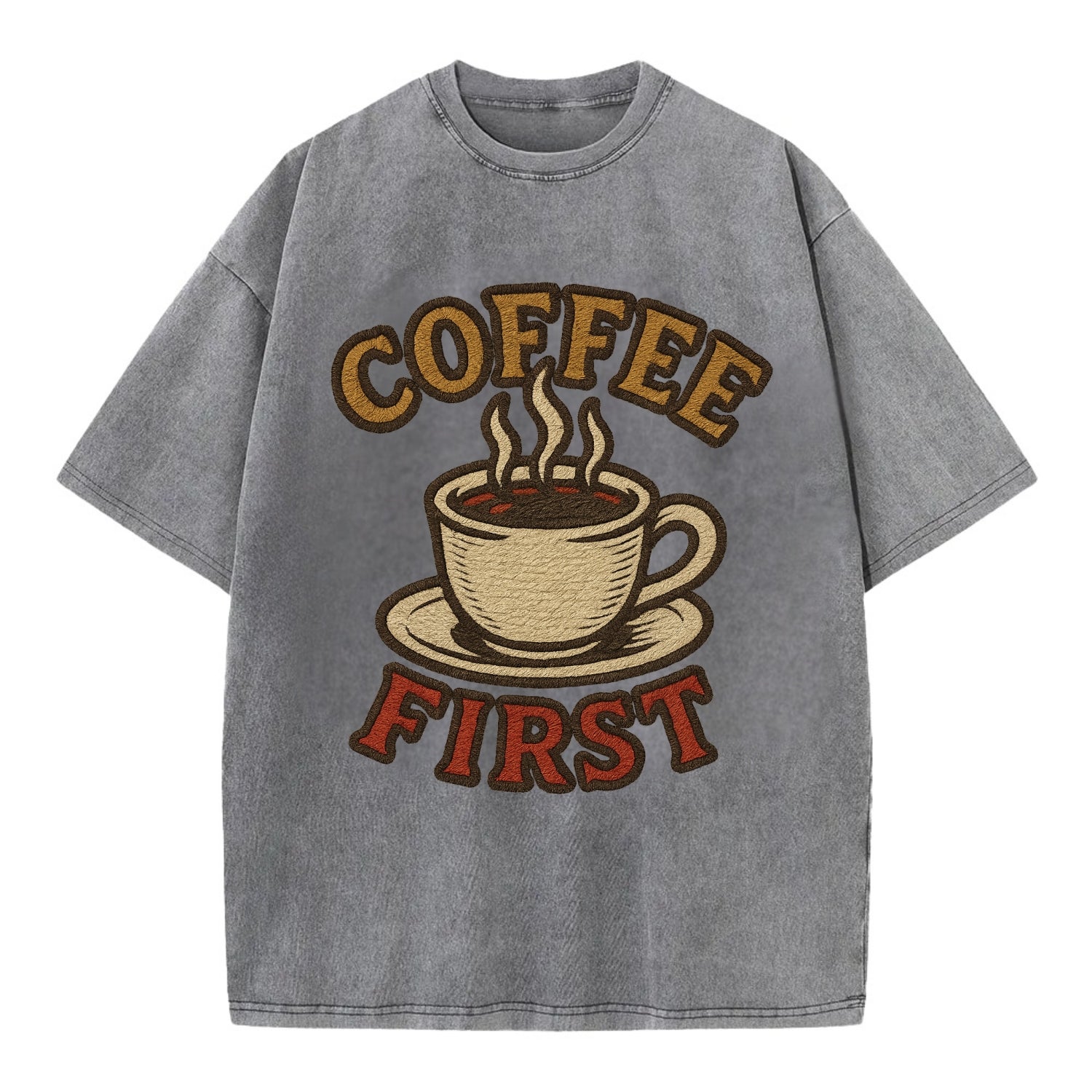 Coffee First  - Vintage T-shirt - Grey
