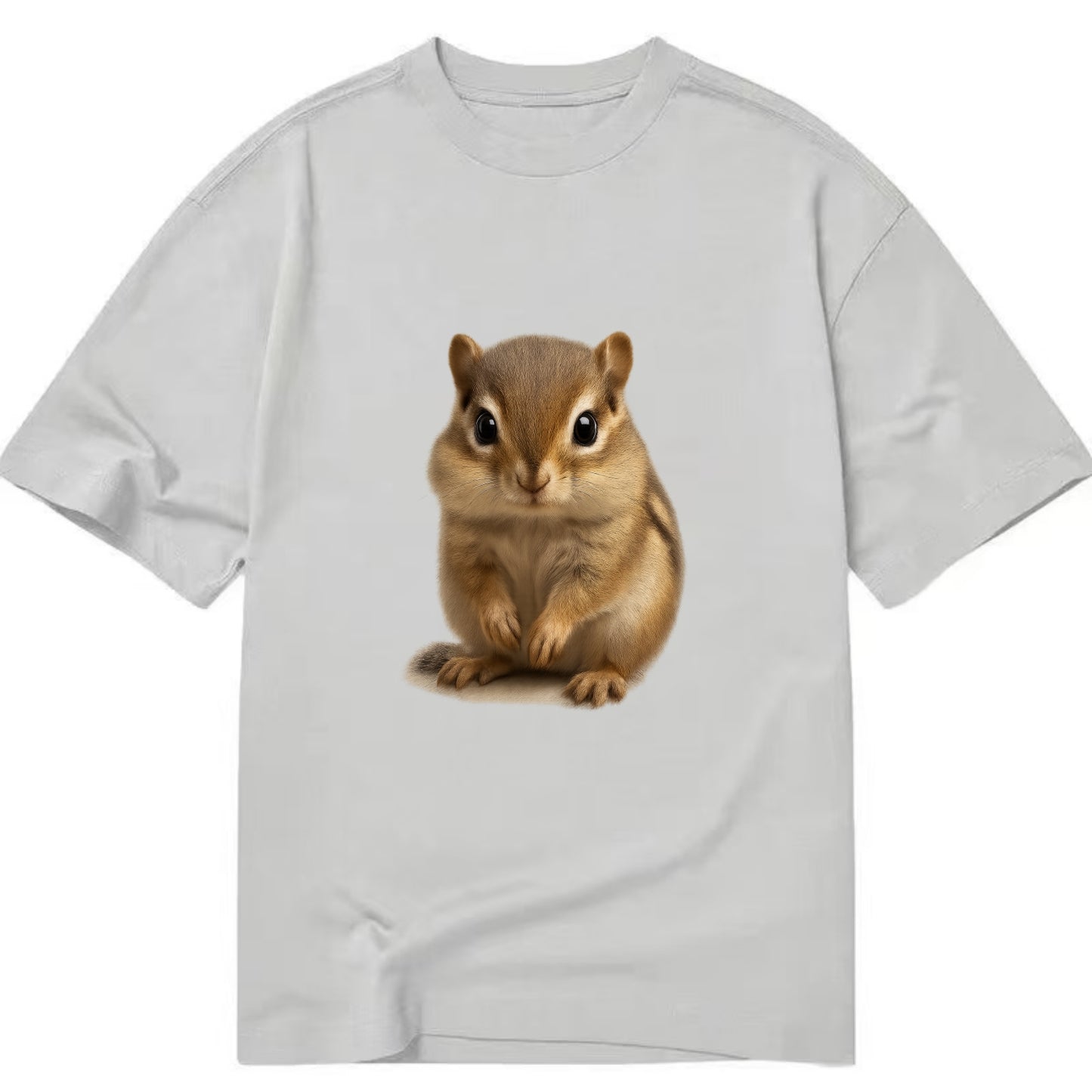 Baby Chipmunk - striped back, cheek pouches, tiny paws, bright eyes, - Classic T-shirt - Grey