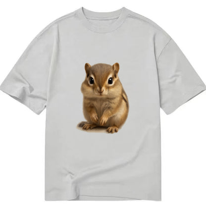 Baby Chipmunk - striped back, cheek pouches, tiny paws, bright eyes, - Classic T-shirt - Grey