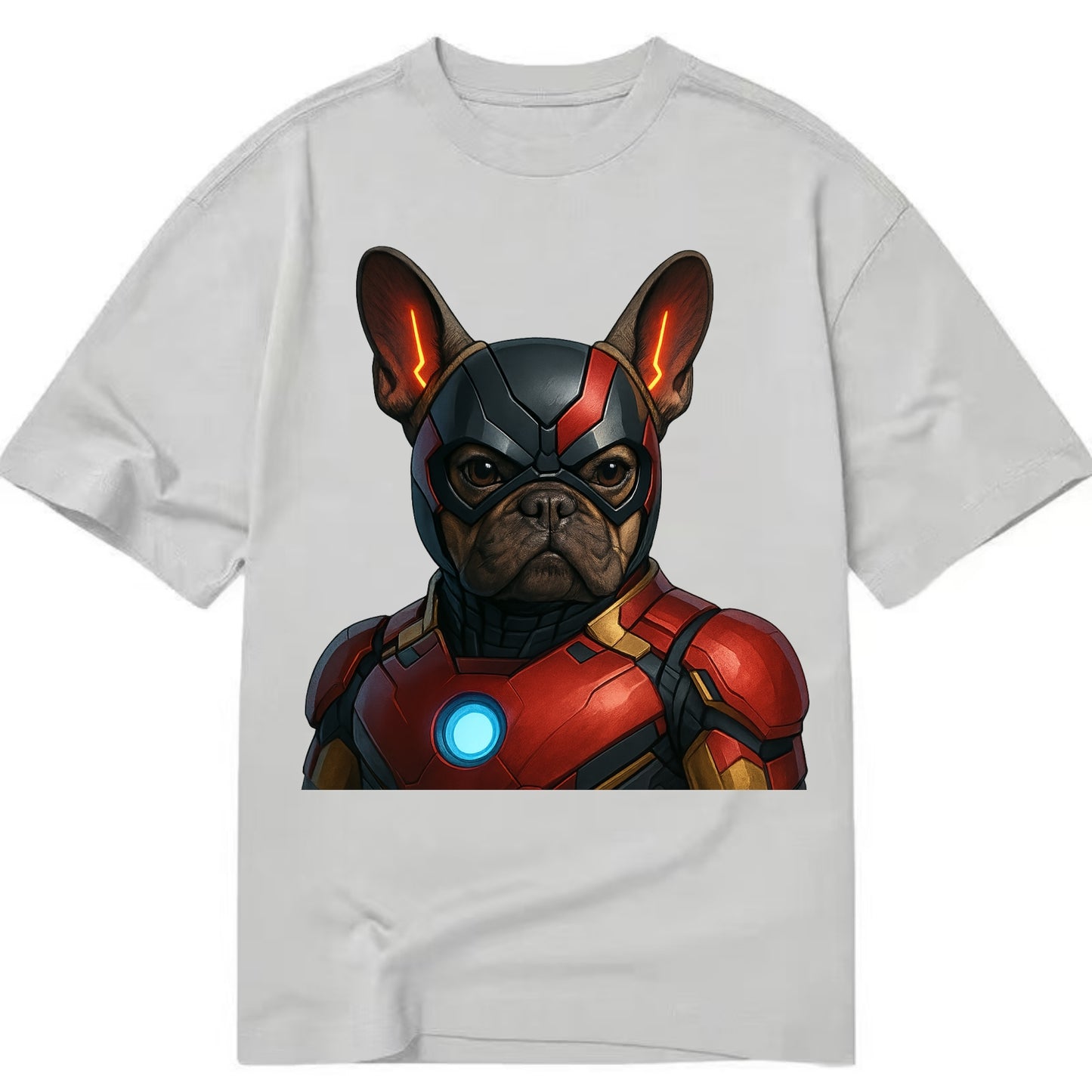 French Bulldog Iron Man  - Classic T-shirt - Grey
