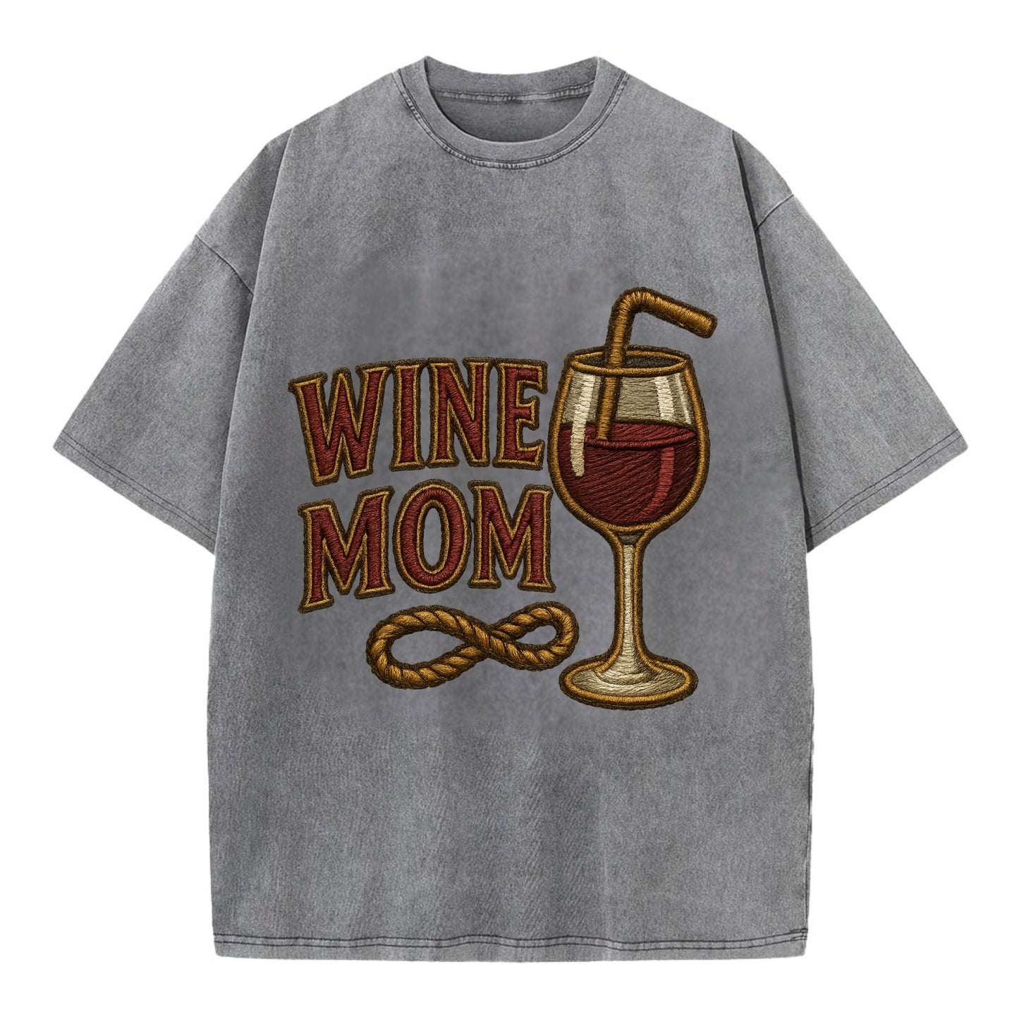 Wine Mom  - Vintage T-shirt - Grey