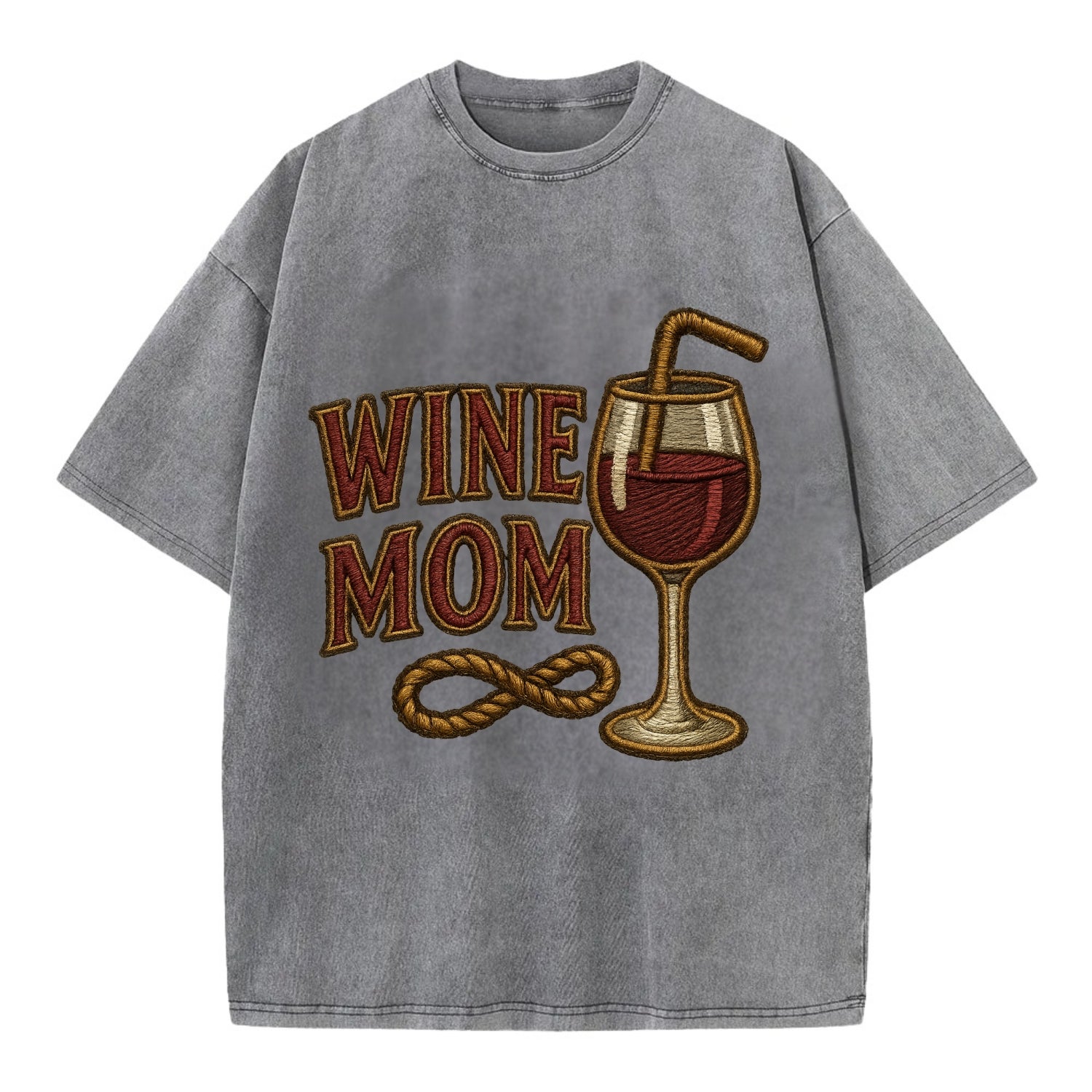 Wine Mom  - Vintage T-shirt - Grey