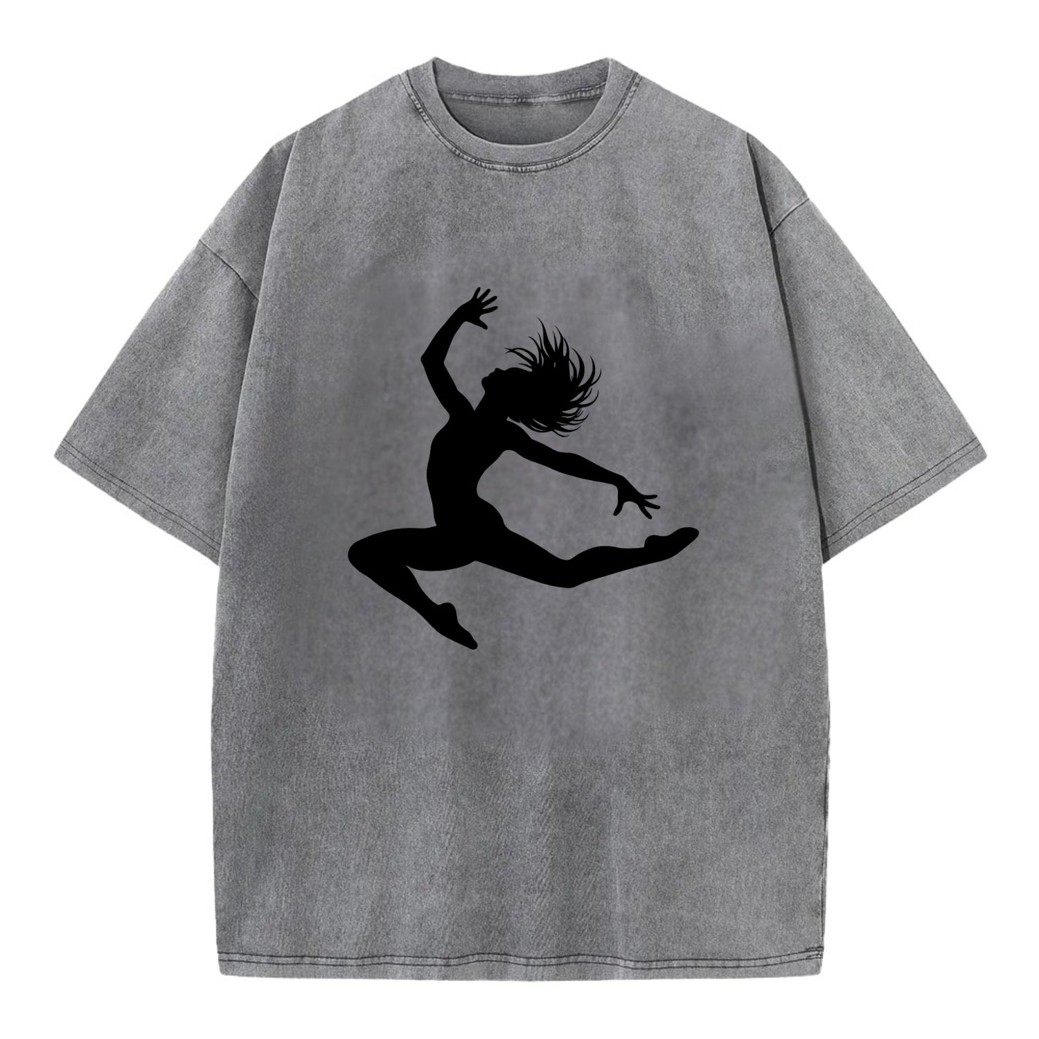 Contemporary dancer leap mid-air - Vintage T-shirt - Grey
