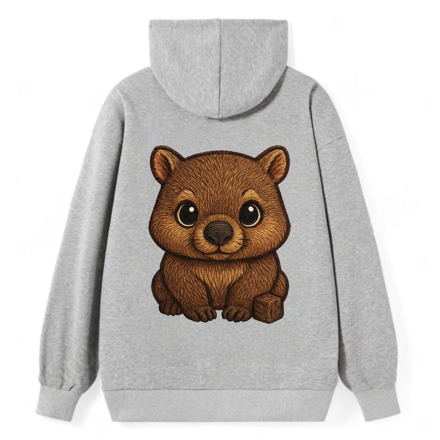 Baby Wombat - brown fur, square nose, small ears, dark eyes, - Classic Pullover Hoodie - Grey