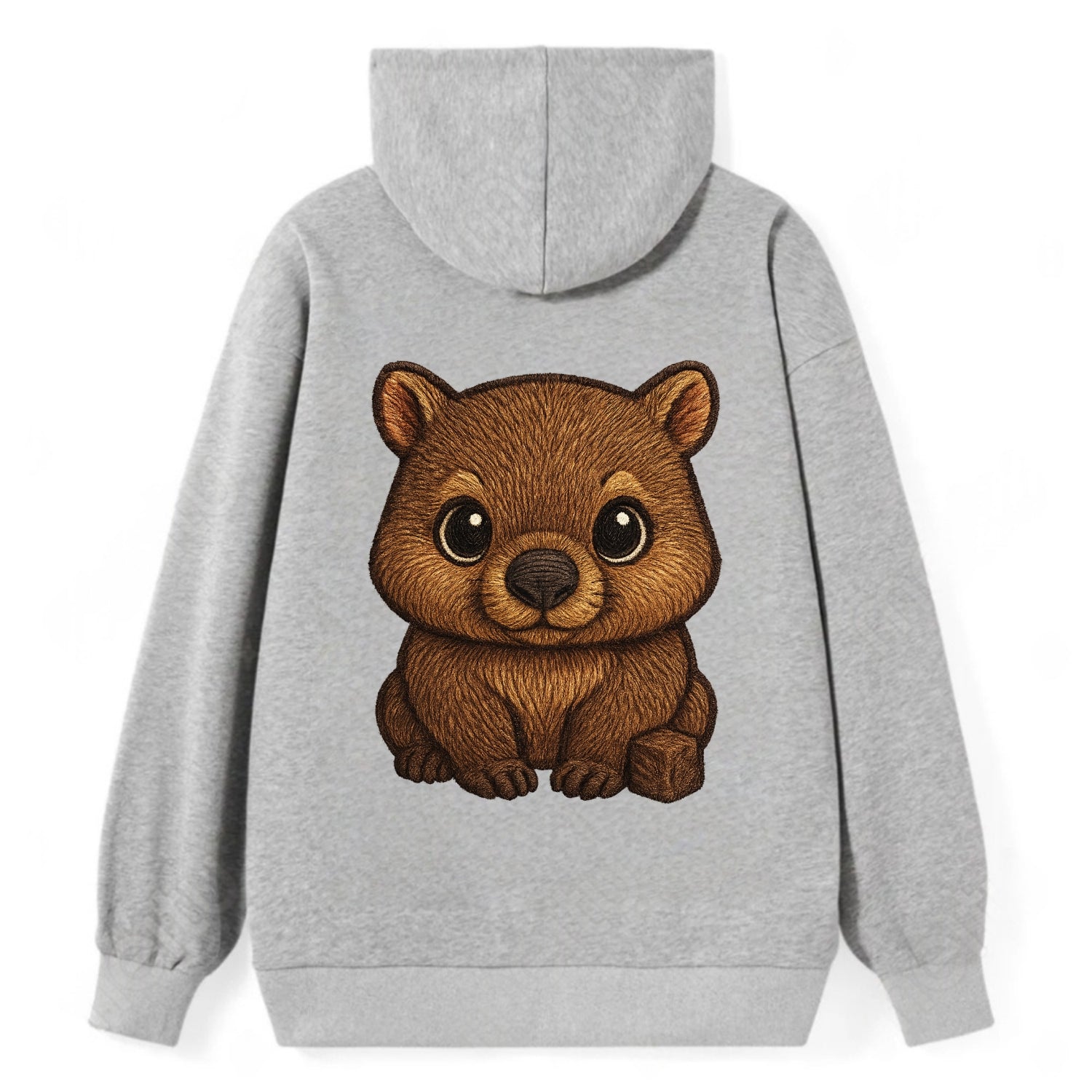 Baby Wombat - brown fur, square nose, small ears, dark eyes, - Classic Pullover Hoodie - Grey
