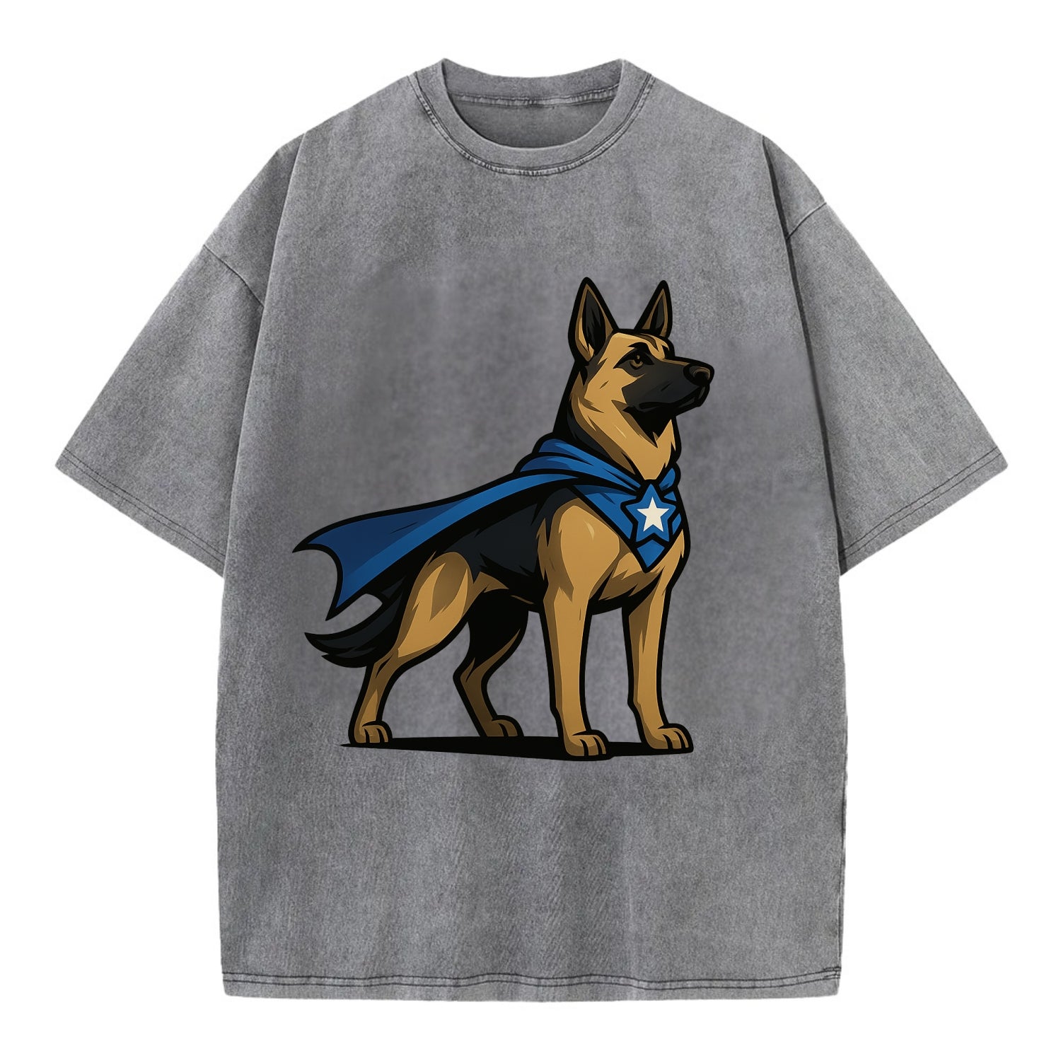 German Shepherd Patriotic Hero  - Vintage T-shirt - Grey