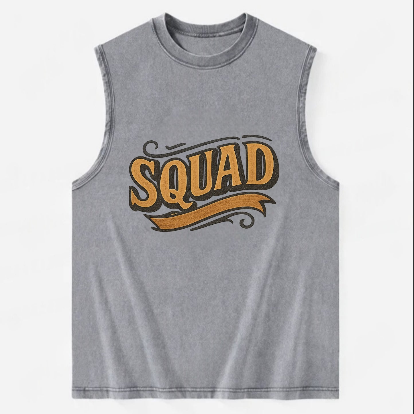 Bold typography design - "SQUAD" - your crew, your people - Vintage Washed Tank - Grey