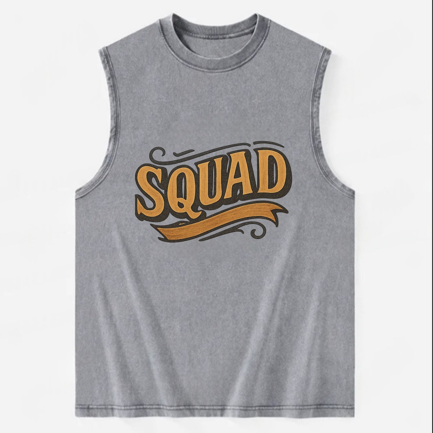 Bold typography design - "SQUAD" - your crew, your people - Vintage Washed Tank - Grey
