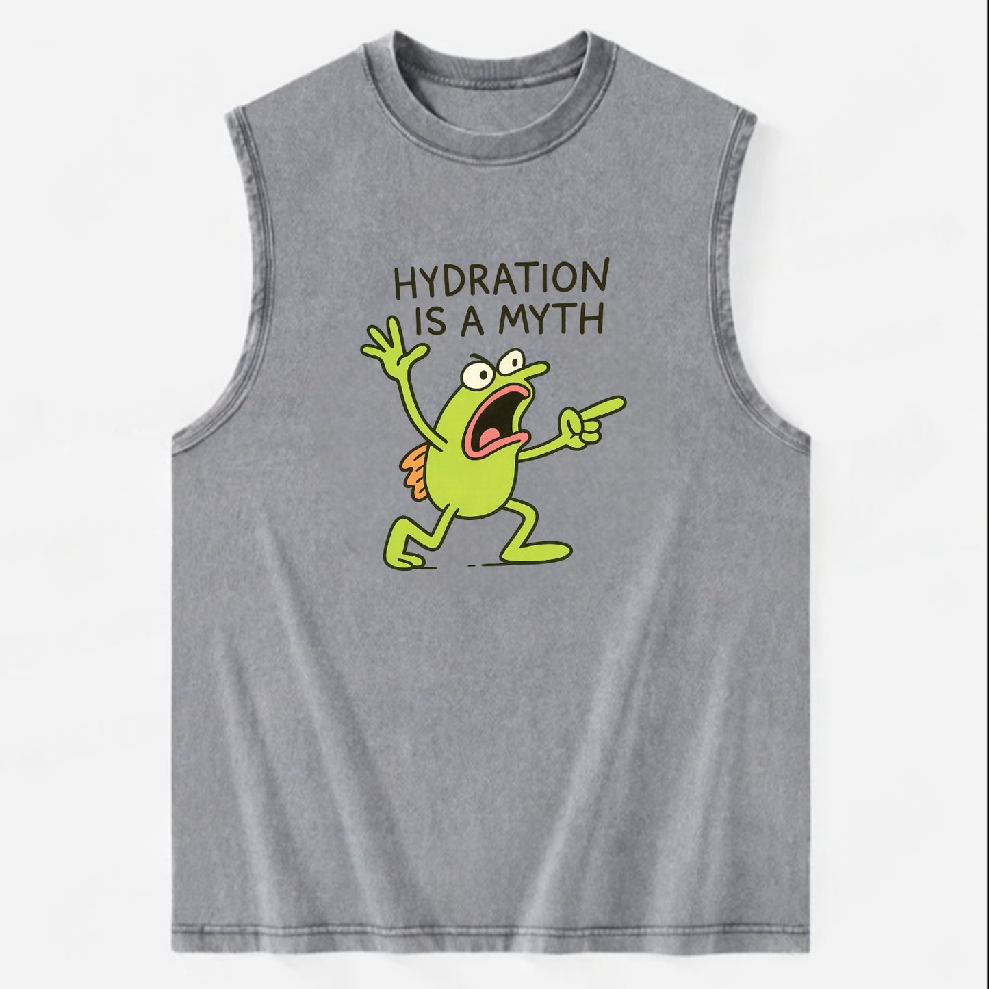 HYDRATION IS A MYTH | Dehydrated fish in desert - Vintage Washed Tank - Grey