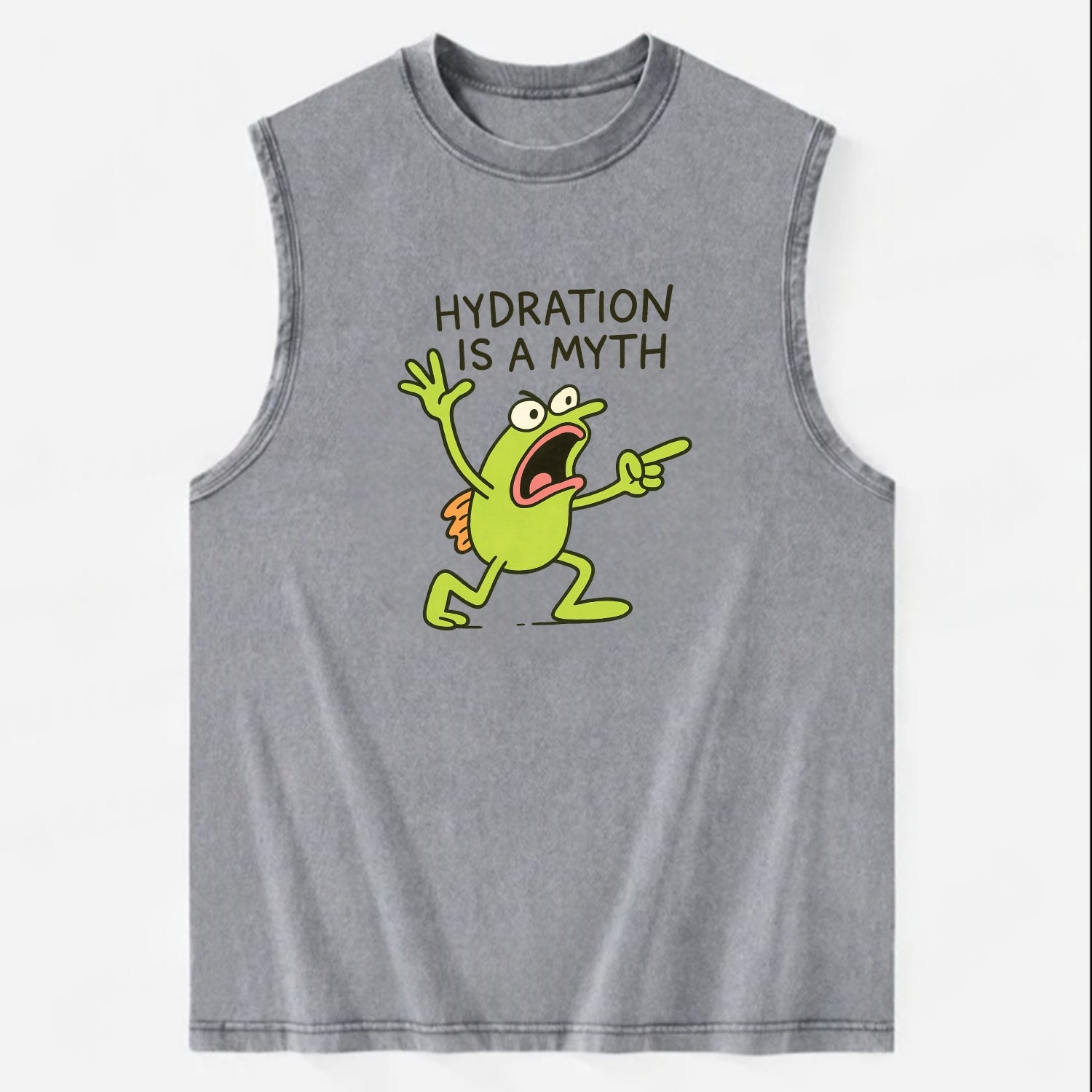 HYDRATION IS A MYTH | Dehydrated fish in desert - Vintage Washed Tank - Grey