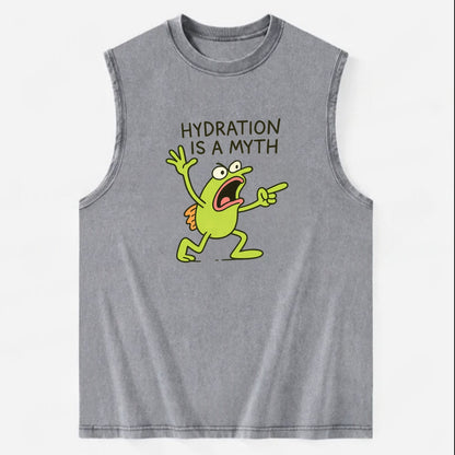 HYDRATION IS A MYTH | Dehydrated fish in desert - Vintage Washed Tank - Grey
